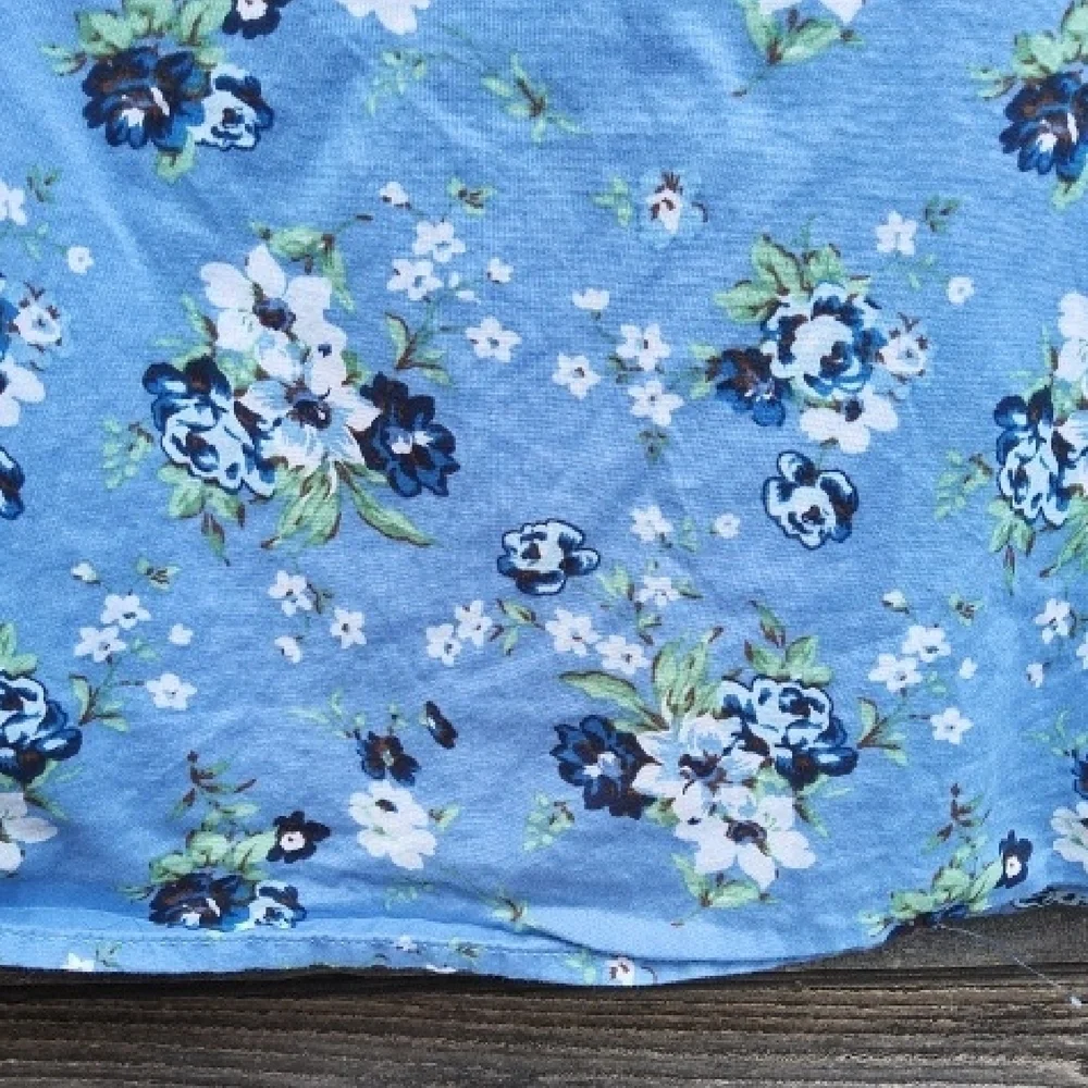 Janie and Jack Blue Floral Ruffle Blouse